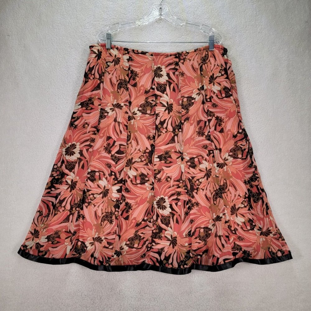 Y2K Requirements Coral Floral Stretch Flowy Classic Knee Length A Line Skirt